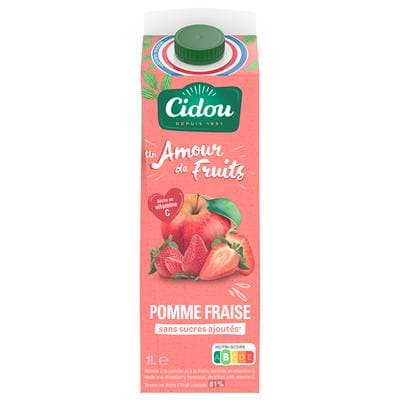 Cidou Jus pomme fraise sans sucres ajoutés, 1L