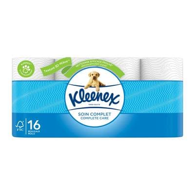 Kleenex Papier toilettes blanc 3D, 16 rouleaux