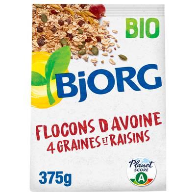 3229820786599 - Bjorg - Flocons d'avoine 4 graines et raisins Bio