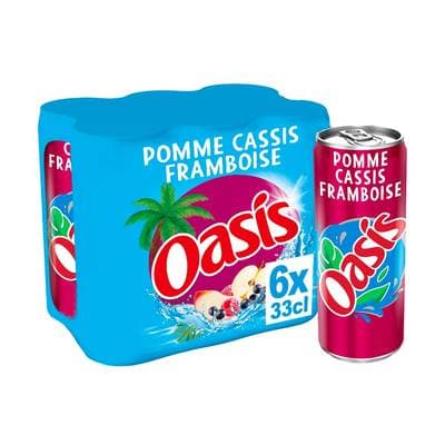 Oasis Boisson aux fruits pomme cassis framboise, 6x33cl