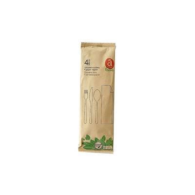 ACTUEL Kit couverts bois + serviette, 1 kit