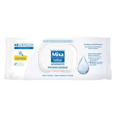 Mixa Lingettes Bébé Apaisante Physiologique, 48 lingettes