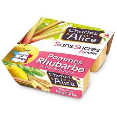 Charles et Alice Pomme rhubarbe sans sucre ajouté, 4x97g