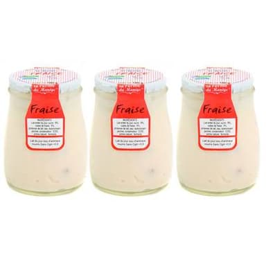La Ferme du manège Yaourt Fraise au lait entier, Lot de 3x180g