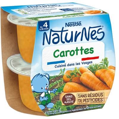 Nestlé - Naturnes Carottes Bol Bébé Dès 4 mois, 2x130g