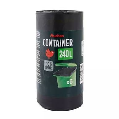Auchan Sacs poubelle container 240L, 5 sacs poubelle