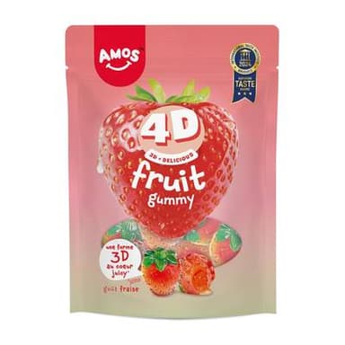 Amos Bonbons Fraise 4D gélifiés goût fraise, 120g