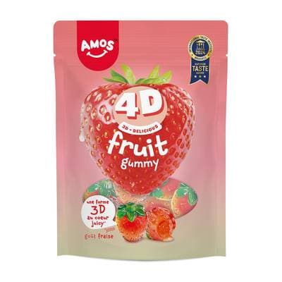 Amos Bonbons Fraise 4D gélifiés goût fraise, 120g