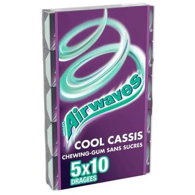 Airwaves Chewing gum saveur Cassis, 5x10 dragées