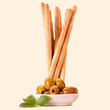 Gressins, antipasti et olives d'Italie