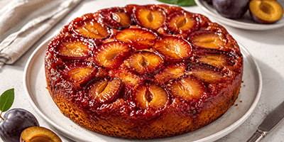 Gâteau renversé aux prunes