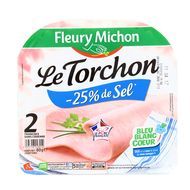 Fleury Michon Jambon Le Torchon Taux de Sel Réduit, 2 tranches - 80g
