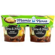 Mamie Nova Crème et fruit à la poire chocolat, 2x140g