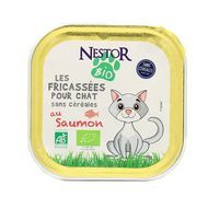 Nestor Bio Fricassées pour Chat Bio au Saumon et à la Volaille, 100g