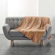 Douceur D Interieur Plaid Flanelle unie Flanou camel, 180 x 220 cm
