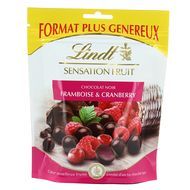 Lindt Sensation fruit chocolat noir framboise & cranberry, 160g
