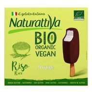 Naturattiva Mini bâtonnets glacés bio au riz enrobé de chocolat, 4 bâtonnets - 200g