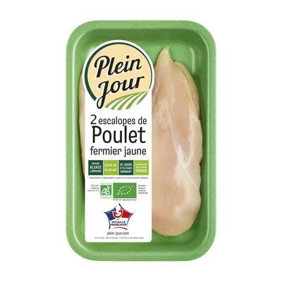 Plein Jour Escalopes de Poulet Jaune Bio, environ 2x175g