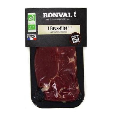 Bonval Faux Filet de Boeuf Bio, environ 250g