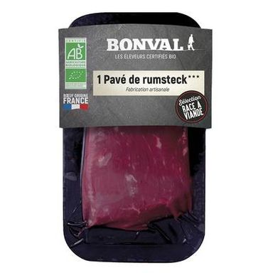 Bonval Pavé de Rumsteck Boeuf bio à Griller, environ 200g
