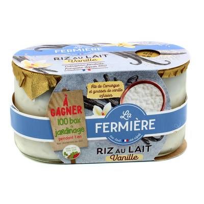 La Fermière Riz au lait à la vanille, 2x160g