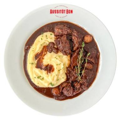 Aussitôt Bon Joue de Boeuf Confite au Vin Rouge et Purée façon Grand-Mère, 390g