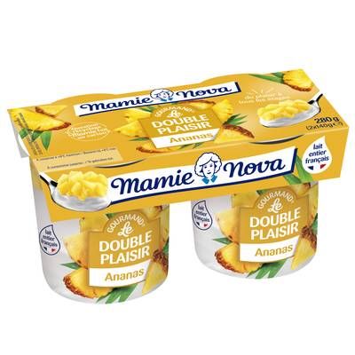 Mamie Nova Yaourt brassé et morceaux d'ananas, 2x140g