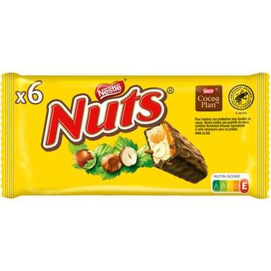 Nuts Barres de Chocolat et Noisettes, 6x42g