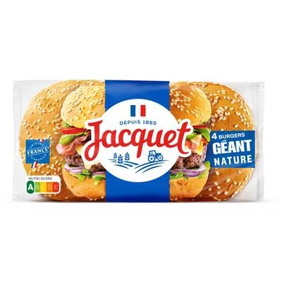 Jacquet Pain Burger Géant Nature, 4 buns - 330g