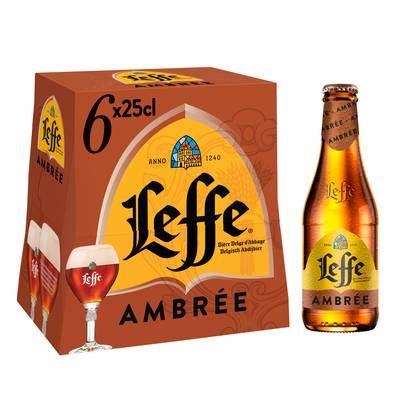Leffe Bière d'Abbaye ambrée 6.6°, 6x25cl
