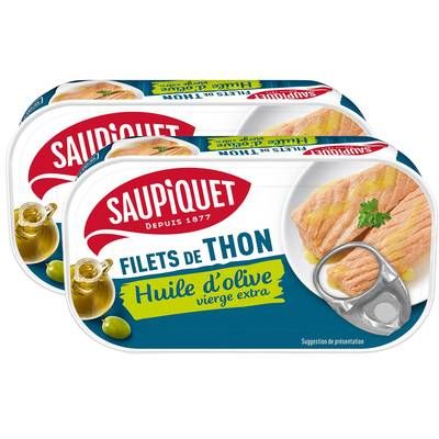 Saupiquet Filets de Thon Huile d'Olive Vierge Extra, Lot de 2x115g