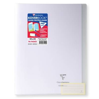 Clairefontaine Cahier Kover Book 24 x 32 cm grands carreaux incolore, 96  pages