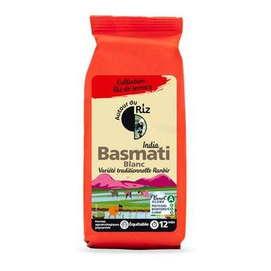 Autour Du Riz Riz Basmati bio blanc cuisson 12 minutes, 500g