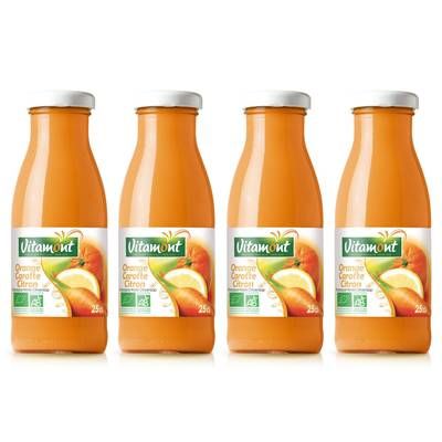 Vitamont Mini Jus Oranges Carottes Citrons Bio, Lot de 4x25cl