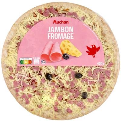 Auchan Pizza au Jambon et au Fromage, 450g