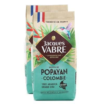 Jacques Vabre Café moulu notes de Popayan Colombie 100% pur arabica, Lot de 2x250g