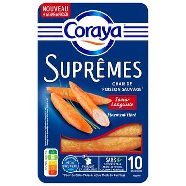 Coraya Suprêmes de Surimi au Goût de Langouste, 10 bâtonnets - 156g