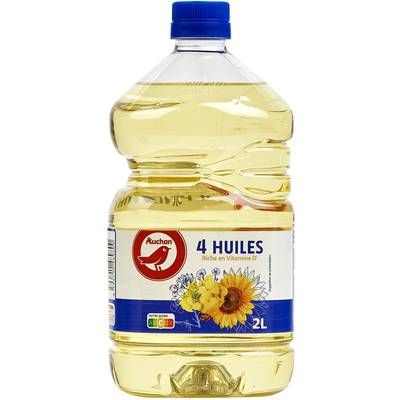Auchan 4 Huiles végétales combinées riches en vitamine D, 2L