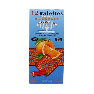 La Bienfaisante 12 Galettes carrées sucrées à l'orange, 400g