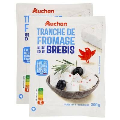 Auchan Fromage de brebis en tranche, Lot de 2x200g