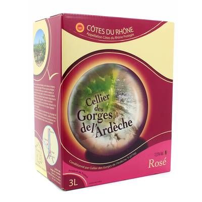 Côtes du Rhône Rosé AOC Cellier des gorges de l''Ardèche 13.5°, Bag in box 3L