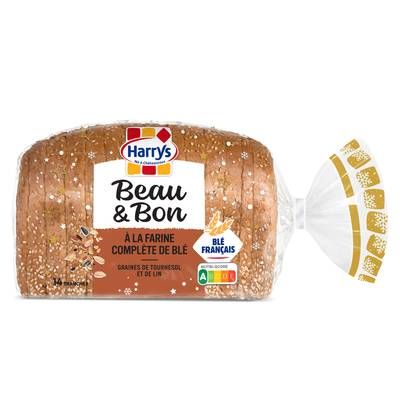 Harrys Pain de Mie Complet Tournesol et Lin Sans Additifs, Beau & Bon, 14 tranches - 320g