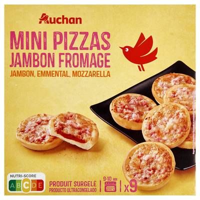 Auchan Mini pizza au jambon et fromage, 270g