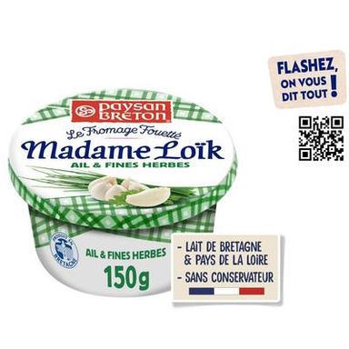 Paysan Breton Fromage Fouetté Madame Loik Ail et fines herbes, 150g