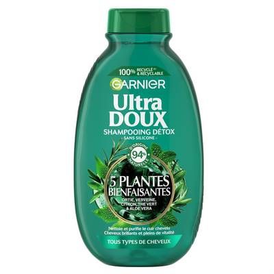 Garnier - Ultra Doux Shampooing Détox aux 5 Plantes Bienfaisantes, 250ml