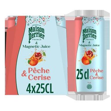 Maison Perrier Boisson Gazeuse Pêche Cerise, 4x25cl