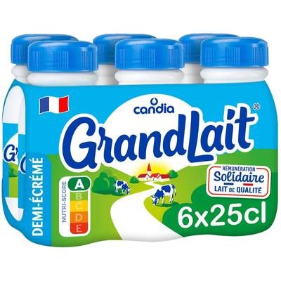Candia Lait 1/2 écrémé Grandlait, 6x25cl