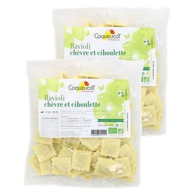 Coquelicot Provence Raviolis Chèvre et Ciboulette Bio, Lot de 2x250g