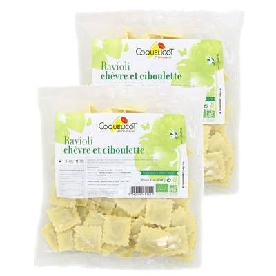 Coquelicot Provence Raviolis Chèvre et Ciboulette Bio, Lot de 2x250g