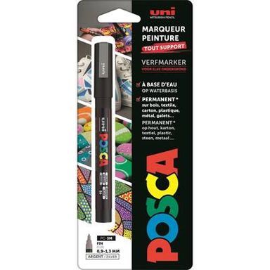 Uni Posca  Marqueur Pointe fine Argent, 1  marqueur